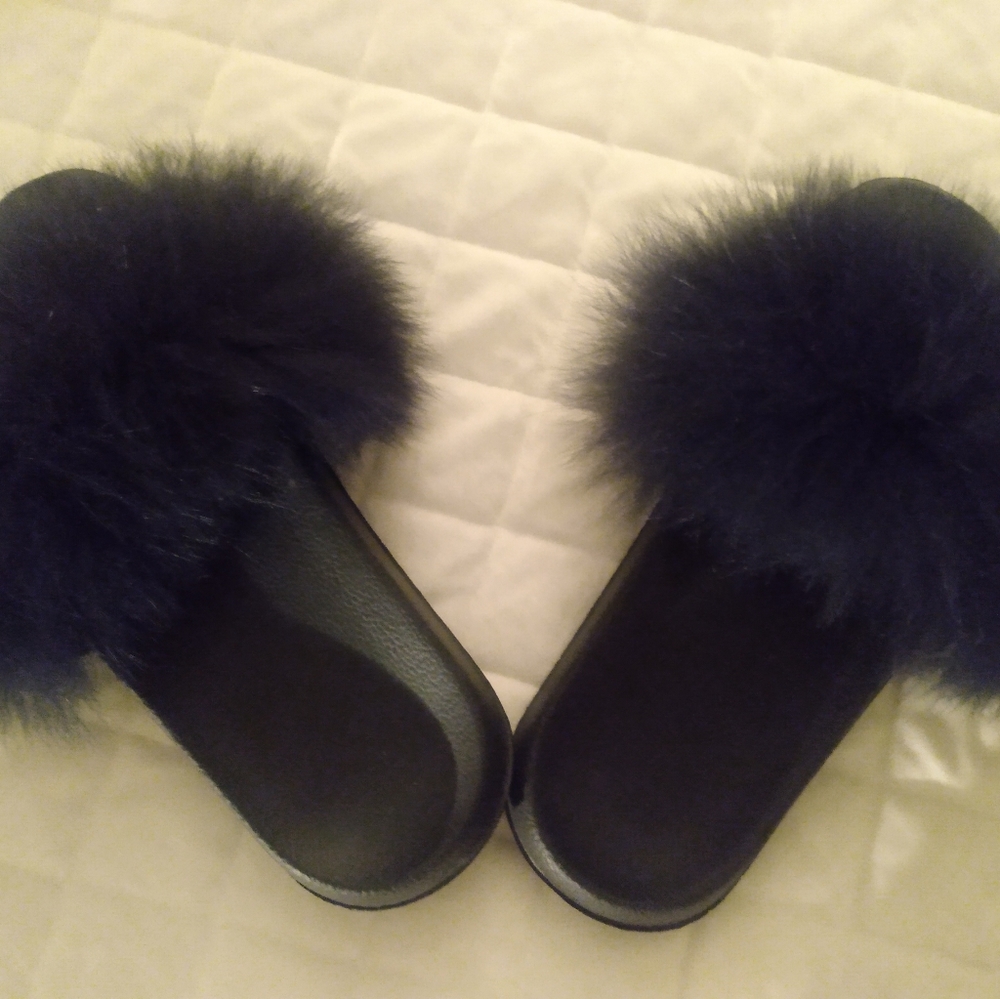 Fox Fur Luxury Slides